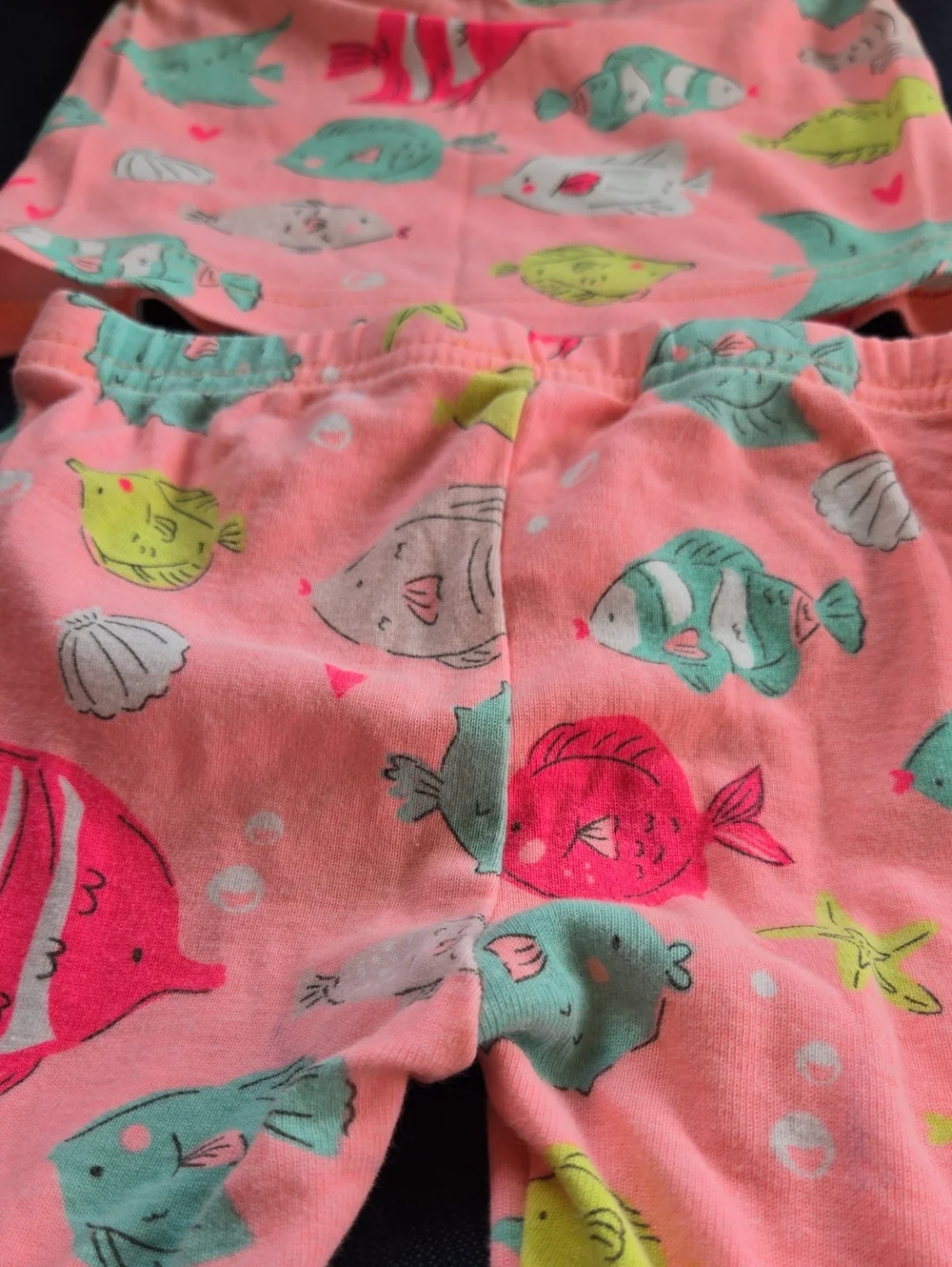 Set Carter’s Girl Under The Sea Fish 18 Mo Shirt & Shorts Pajamas Cotton Comfy
